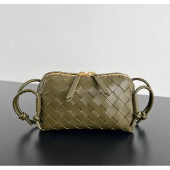 Bottega Veneta Intrecciato Leather Concert Pouch Mini bag Khaki Green 2025 794258 (WT-250205071)
