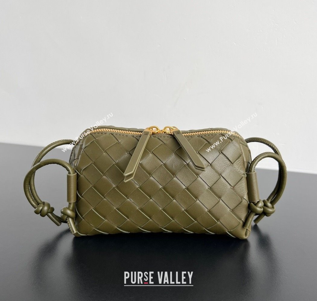 Bottega Veneta Intrecciato Leather Concert Pouch Mini bag Khaki Green 2025 794258 (WT-250205071)