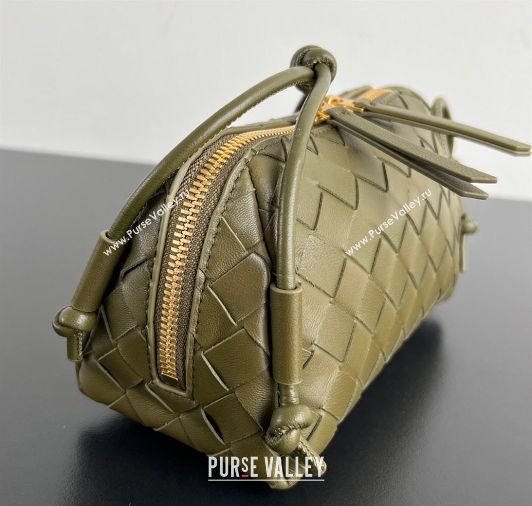 Bottega Veneta Intrecciato Leather Concert Pouch Mini bag Khaki Green 2025 794258 (WT-250205071)