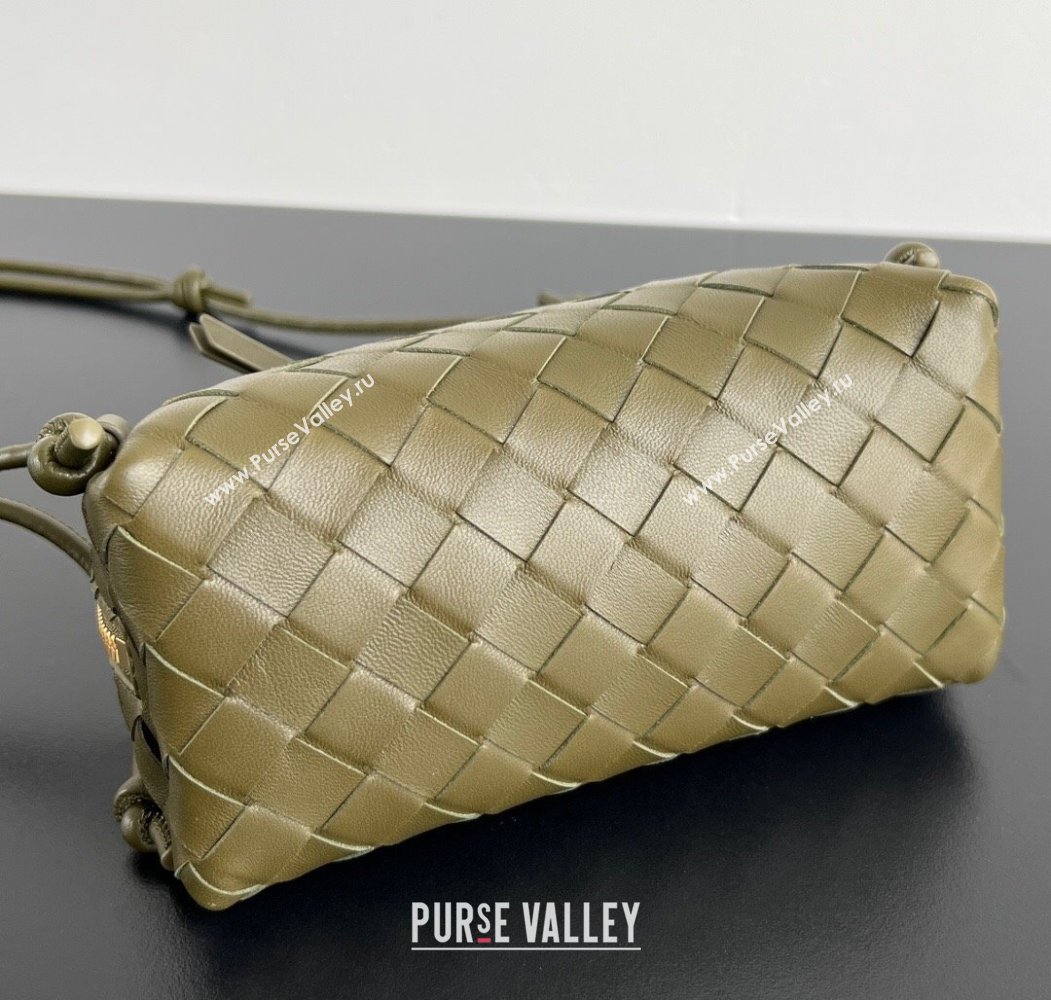 Bottega Veneta Intrecciato Leather Concert Pouch Mini bag Khaki Green 2025 794258 (WT-250205071)