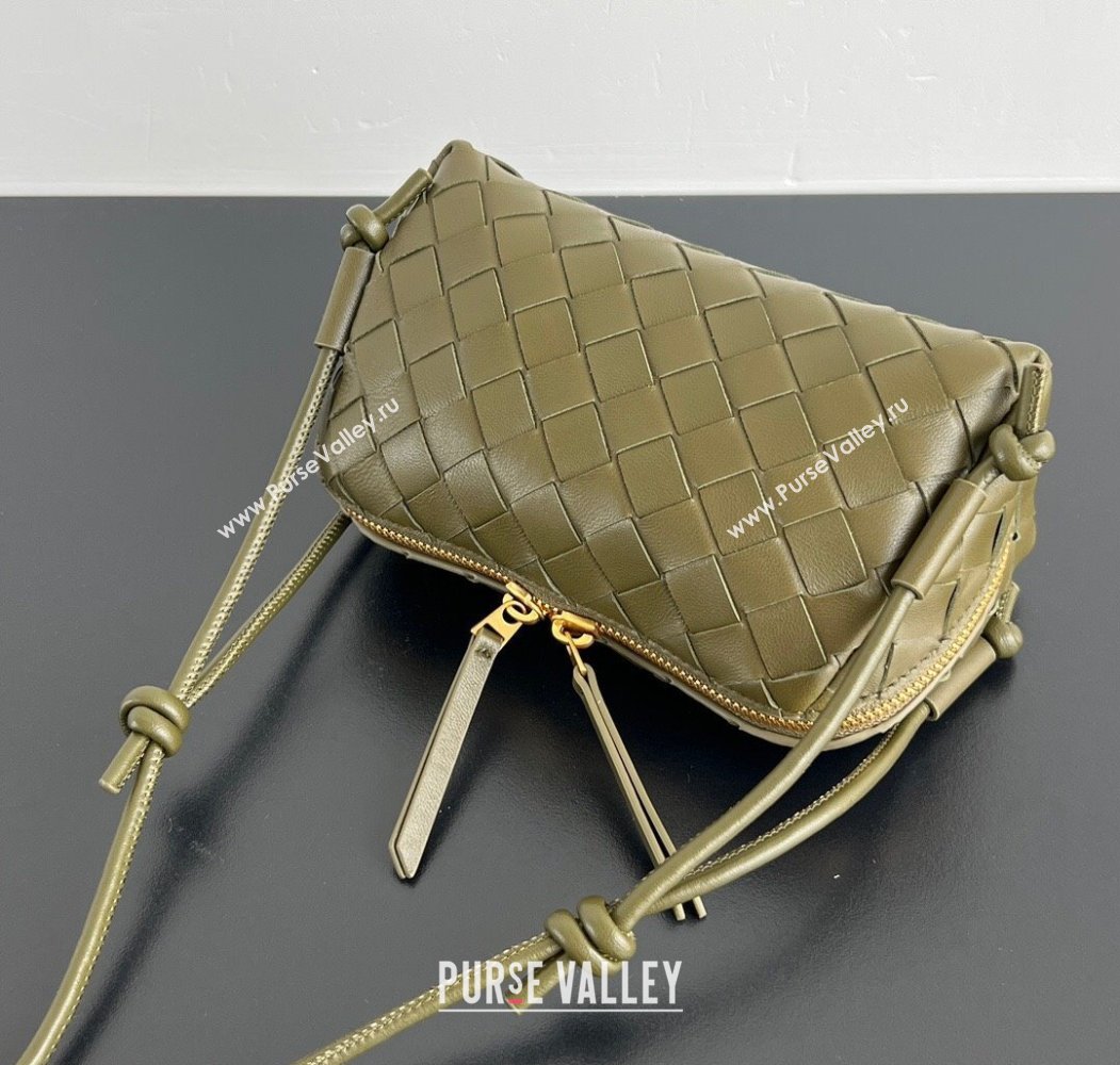Bottega Veneta Intrecciato Leather Concert Pouch Mini bag Khaki Green 2025 794258 (WT-250205071)