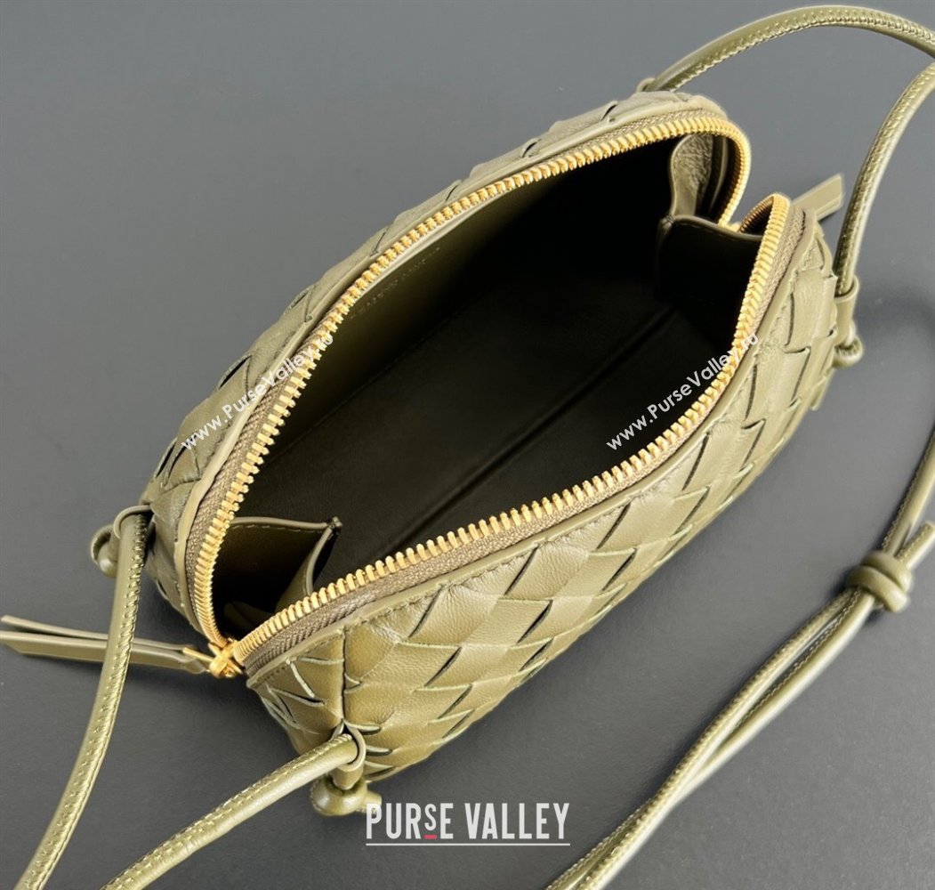 Bottega Veneta Intrecciato Leather Concert Pouch Mini bag Khaki Green 2025 794258 (WT-250205071)