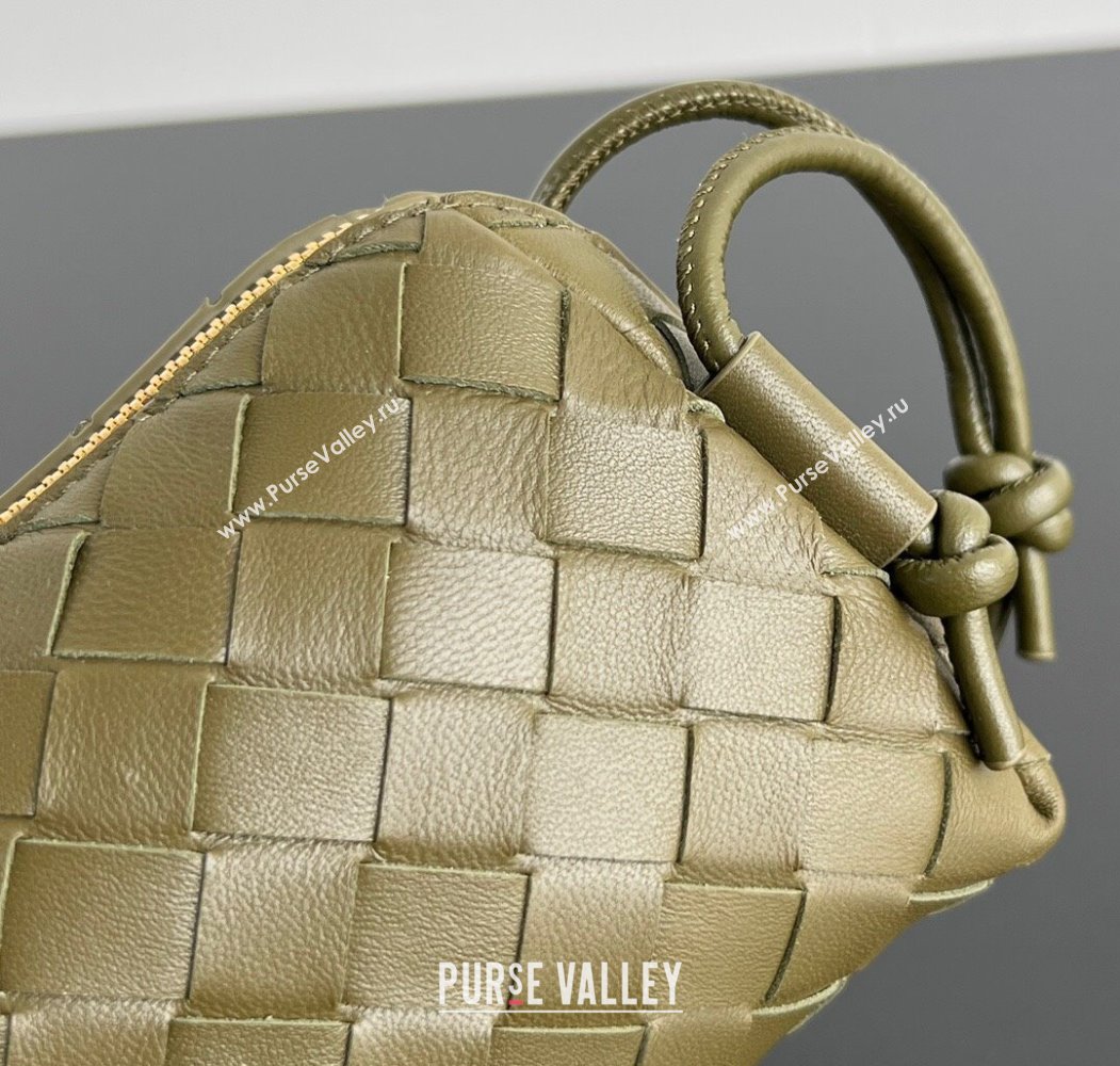 Bottega Veneta Intrecciato Leather Concert Pouch Mini bag Khaki Green 2025 794258 (WT-250205071)