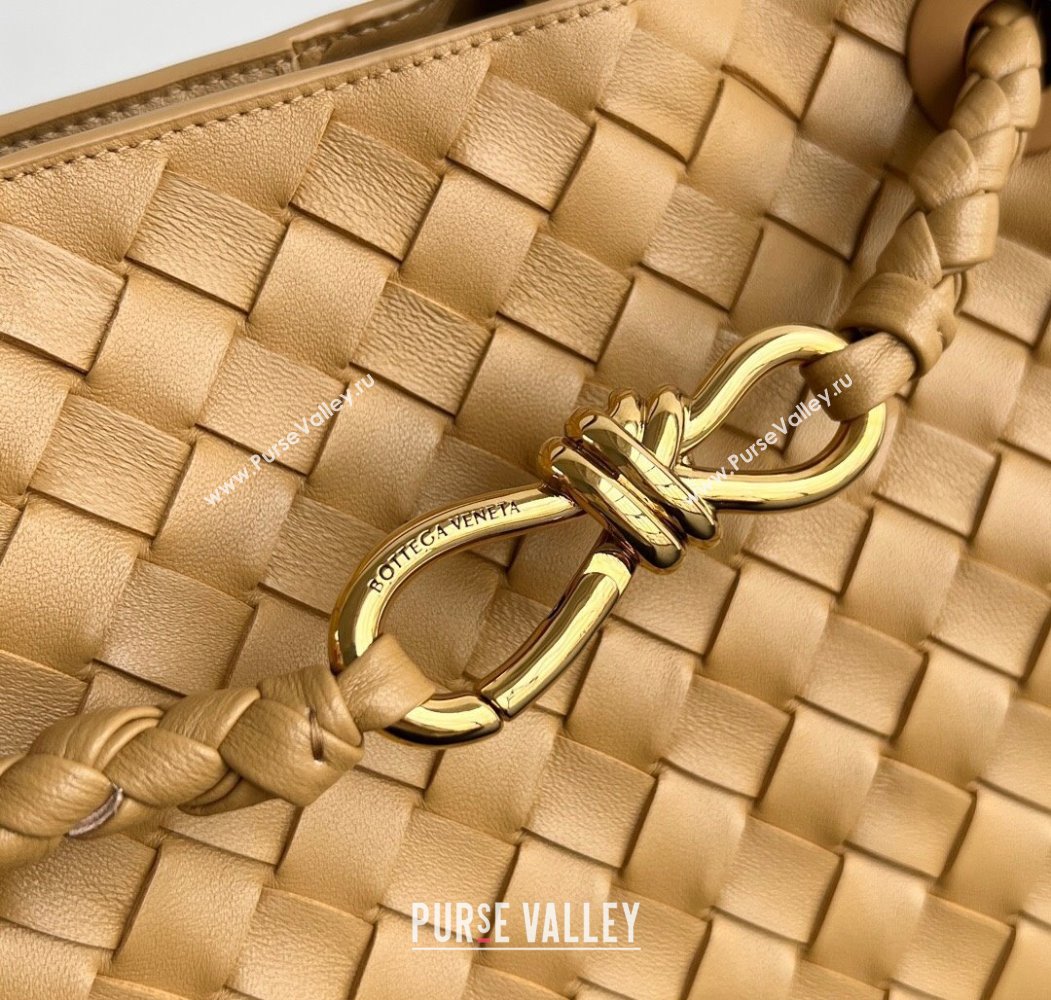 Bottega Veneta Medium Andiamo Top Handle Bag in Intrecciato Leather 743572 Apricot 2024 (WT-250205001)