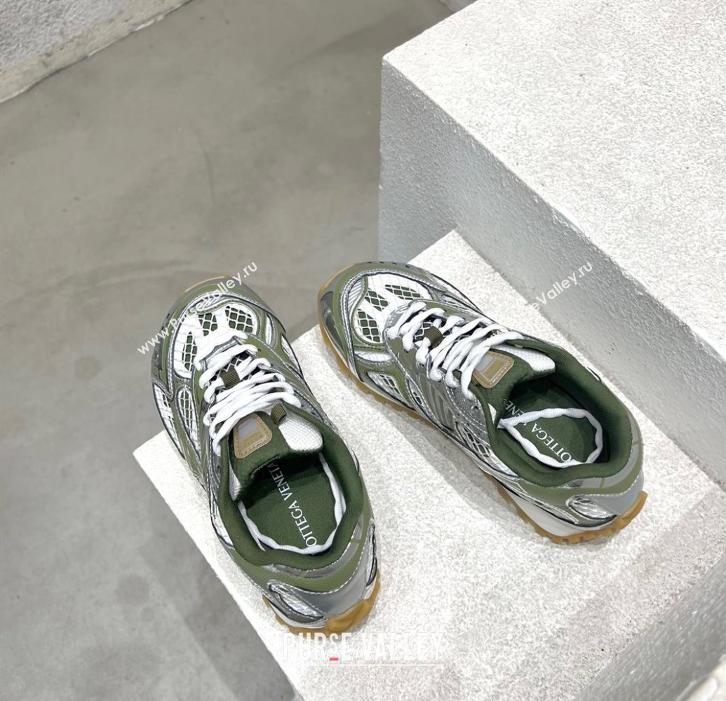 Bottega Veneta Orbit Runner Sneakers in Technical Fabric and Mesh Silver/Green 2025 (MD-250219089)