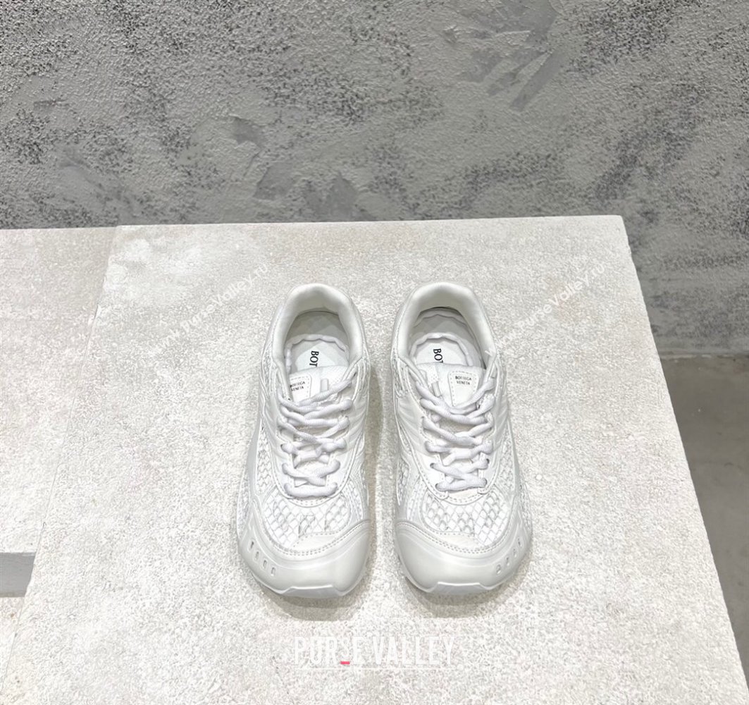 Bottega Veneta Orbit Runner Sneakers in Technical Fabric and Mesh All White 2025 (MD-250219090)