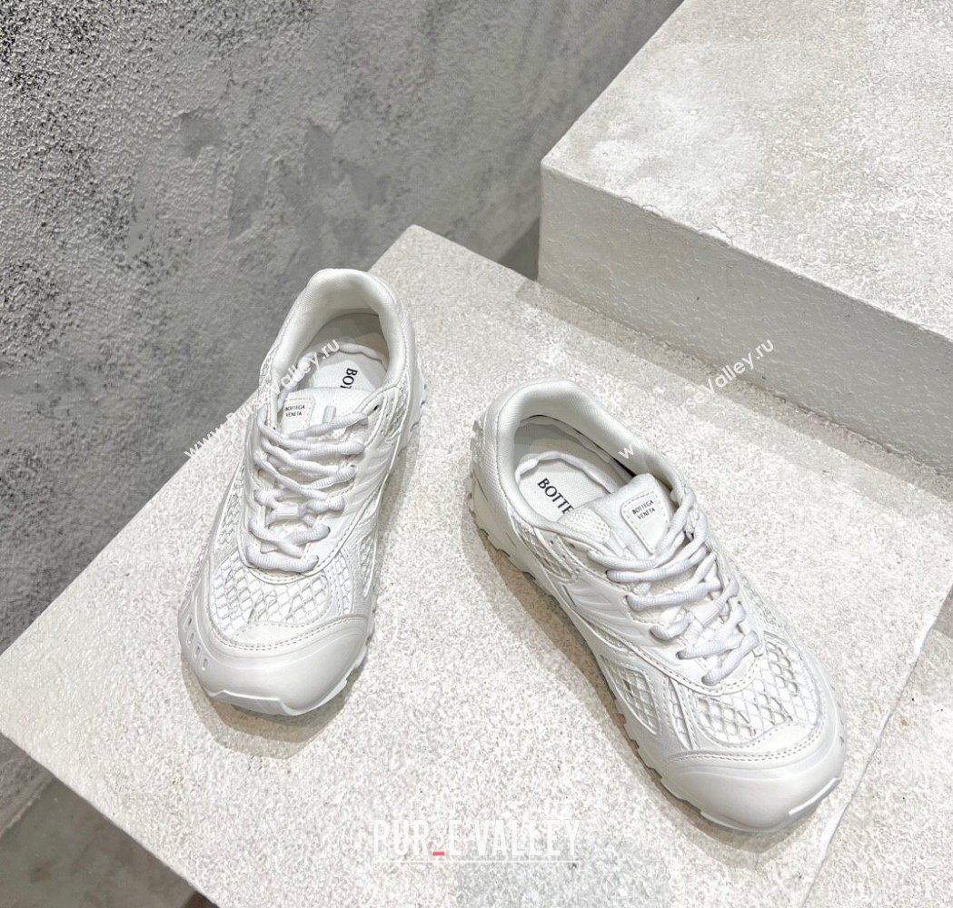 Bottega Veneta Orbit Runner Sneakers in Technical Fabric and Mesh All White 2025 (MD-250219090)