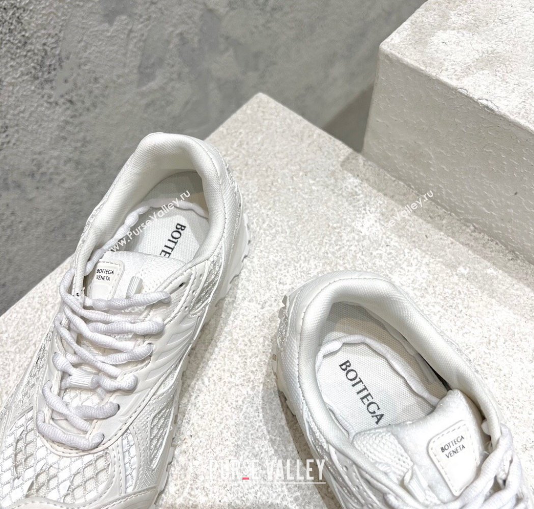 Bottega Veneta Orbit Runner Sneakers in Technical Fabric and Mesh All White 2025 (MD-250219090)