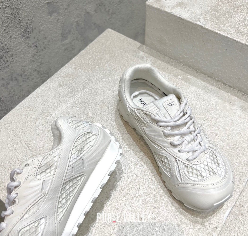 Bottega Veneta Orbit Runner Sneakers in Technical Fabric and Mesh All White 2025 (MD-250219090)