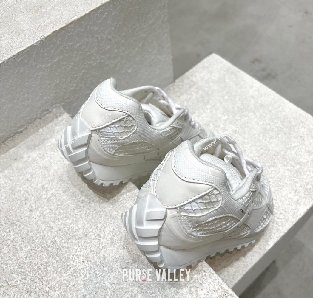 Bottega Veneta Orbit Runner Sneakers in Technical Fabric and Mesh All White 2025 (MD-250219090)