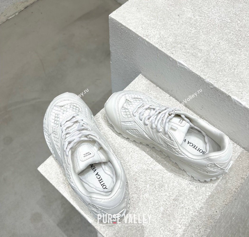Bottega Veneta Orbit Runner Sneakers in Technical Fabric and Mesh All White 2025 (MD-250219090)