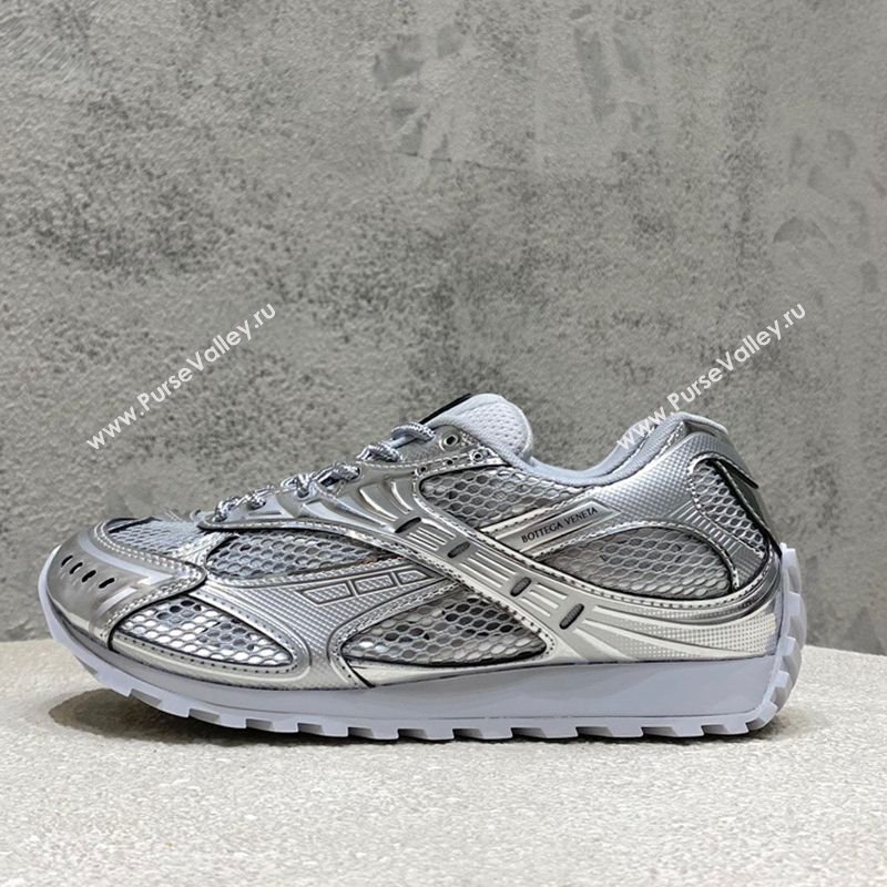 Bottega Veneta Orbit Runner Sneakers in Technical Fabric and Mesh Silver-Tone 2025 (MD-250219088)