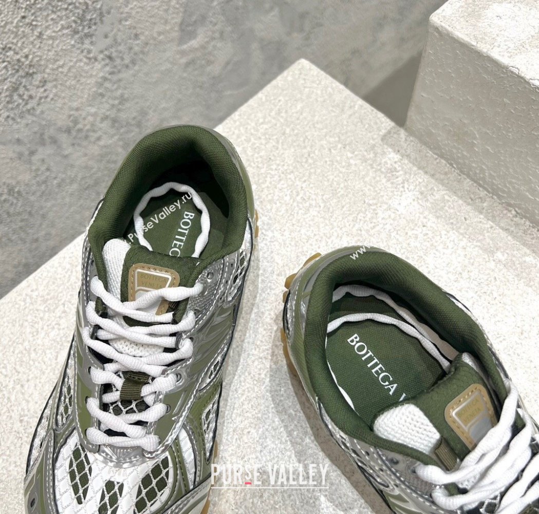 Bottega Veneta Orbit Runner Sneakers in Technical Fabric and Mesh Silver/Green 2025 (MD-250219089)