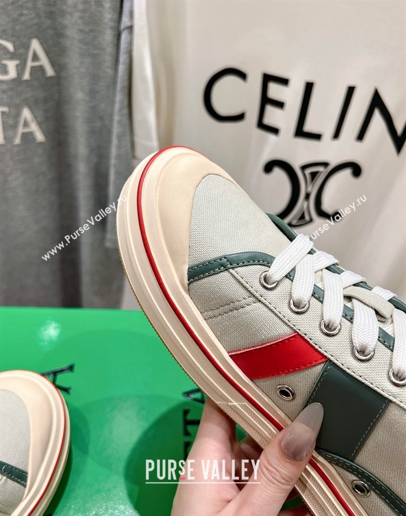 Bottega Veneta Eliot Mid-top Sneakers in Canvas with Leather Trim Aloe Green/Jade White 2025 (MD-250428095)