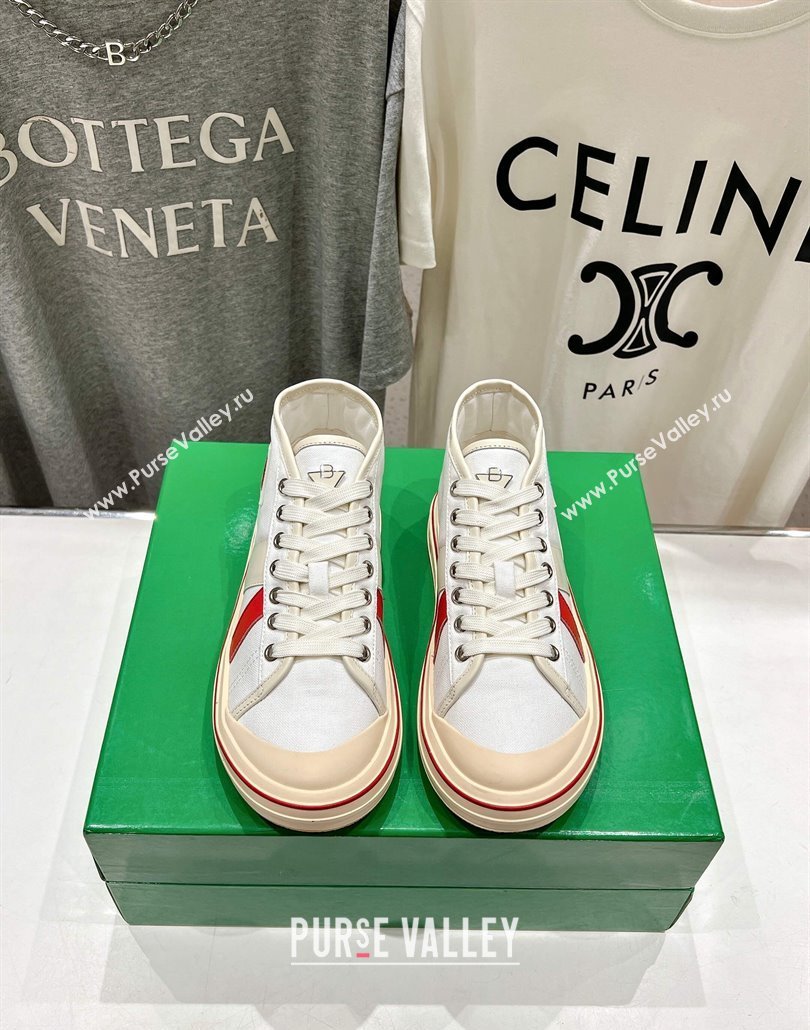 Bottega Veneta Eliot Mid-top Sneakers in Canvas with Leather Trim White/Sea Salt 2025 (MD-250428096)