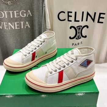 Bottega Veneta Eliot Mid-top Sneakers in Canvas with Leather Trim White/Sea Salt 2025 (MD-250428096)