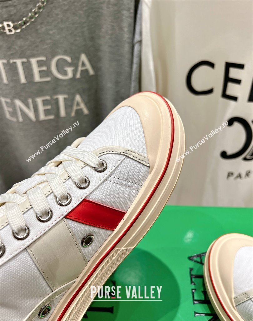 Bottega Veneta Eliot Mid-top Sneakers in Canvas with Leather Trim White/Sea Salt 2025 (MD-250428096)