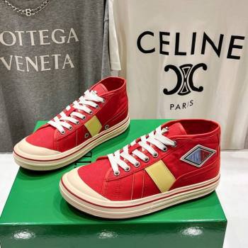 Bottega Veneta Eliot Mid-top Sneakers in Canvas with Leather Trim Scarlet Red/Tomato 2025 (MD-250428098)