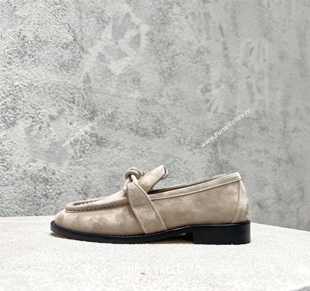 Bottega Veneta Astaire Loafers in Suede with One-Tone Knot Grey 2025 (MD-250428104)