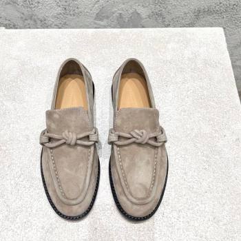 Bottega Veneta Astaire Loafers in Suede with One-Tone Knot Grey 2025 (MD-250428104)