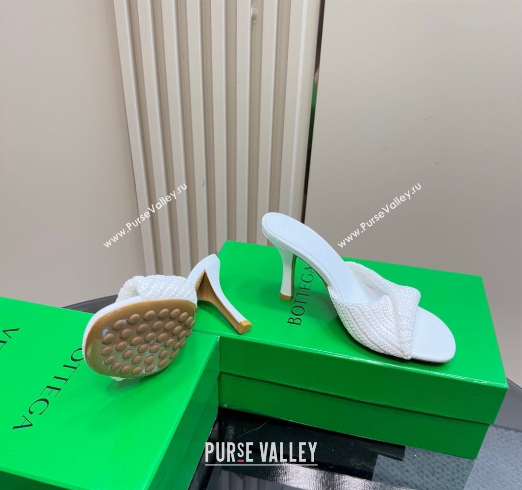 Bottega Veneta Blink High Heel Slides Sandal 9cm in Crochet Raffia Straw White 2025 (MD-250428086)