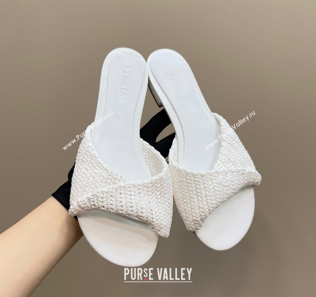 Bottega Veneta Blink Flat Slides Sandal in Crochet Raffia Straw White 2025 (MD-250428091)