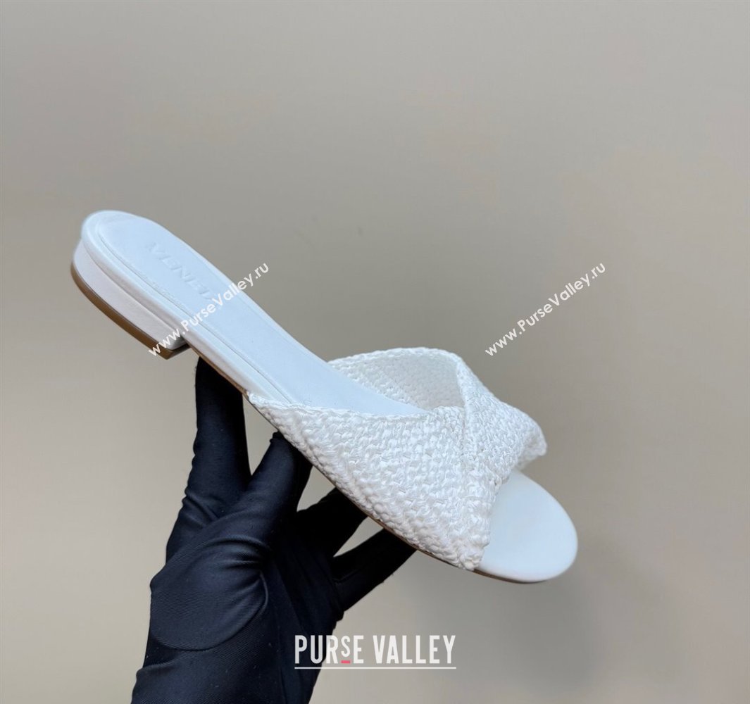 Bottega Veneta Blink Flat Slides Sandal in Crochet Raffia Straw White 2025 (MD-250428091)