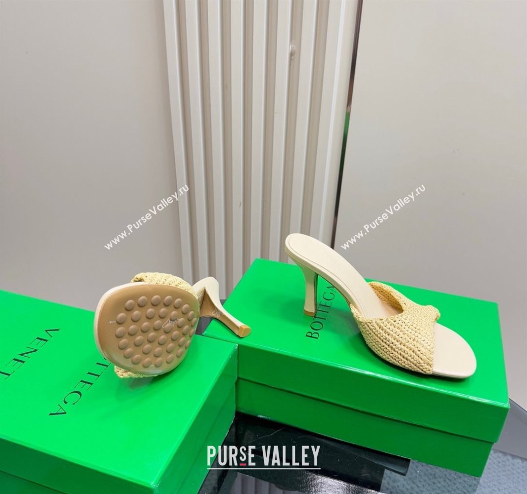 Bottega Veneta Blink High Heel Slides Sandal 9cm in Crochet Raffia Straw Beige 2025 (MD-250428085)