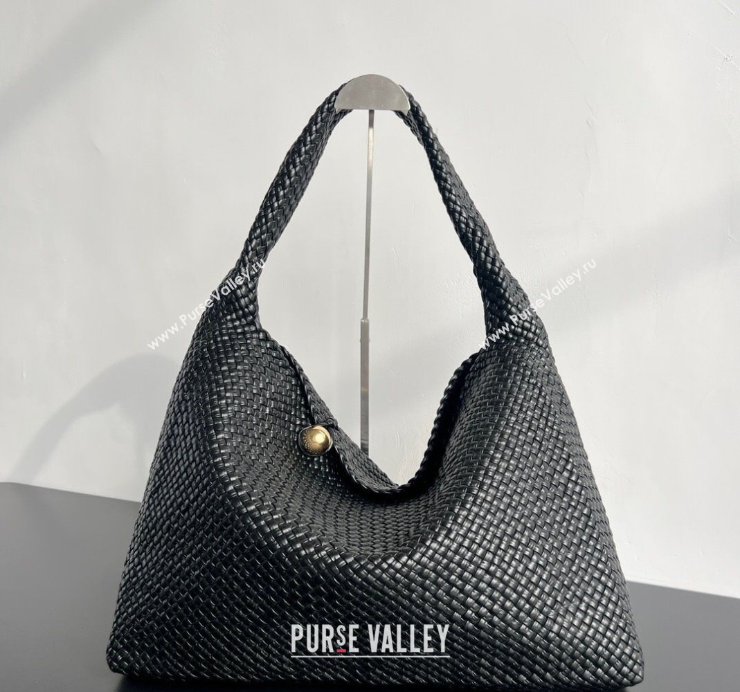 Bottega Veneta Tosca Hop Hobo Bag in Intrecciato Leather Black 2025 70979 (WT-250519020)