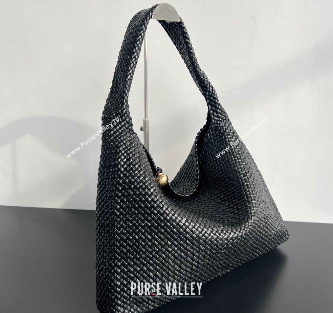 Bottega Veneta Tosca Hop Hobo Bag in Intrecciato Leather Black 2025 70979 (WT-250519020)
