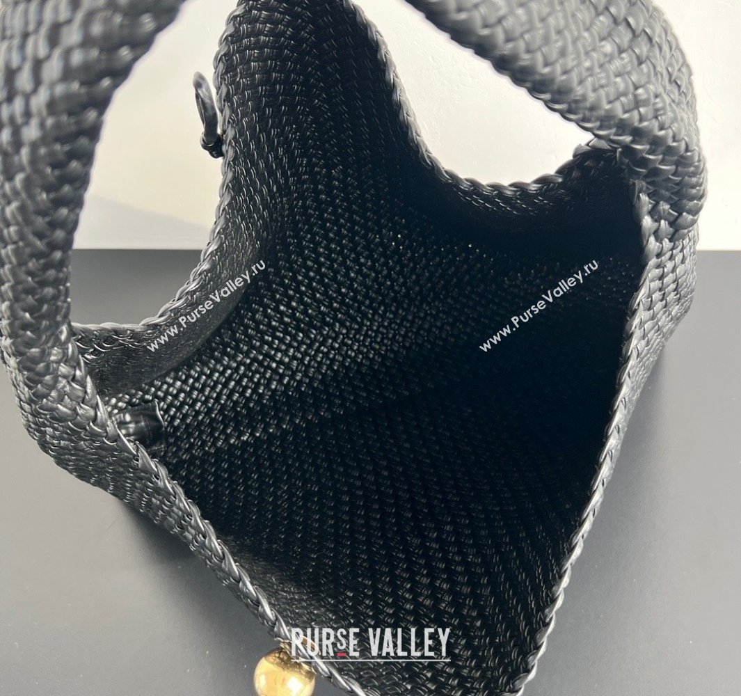 Bottega Veneta Tosca Hop Hobo Bag in Intrecciato Leather Black 2025 70979 (WT-250519020)