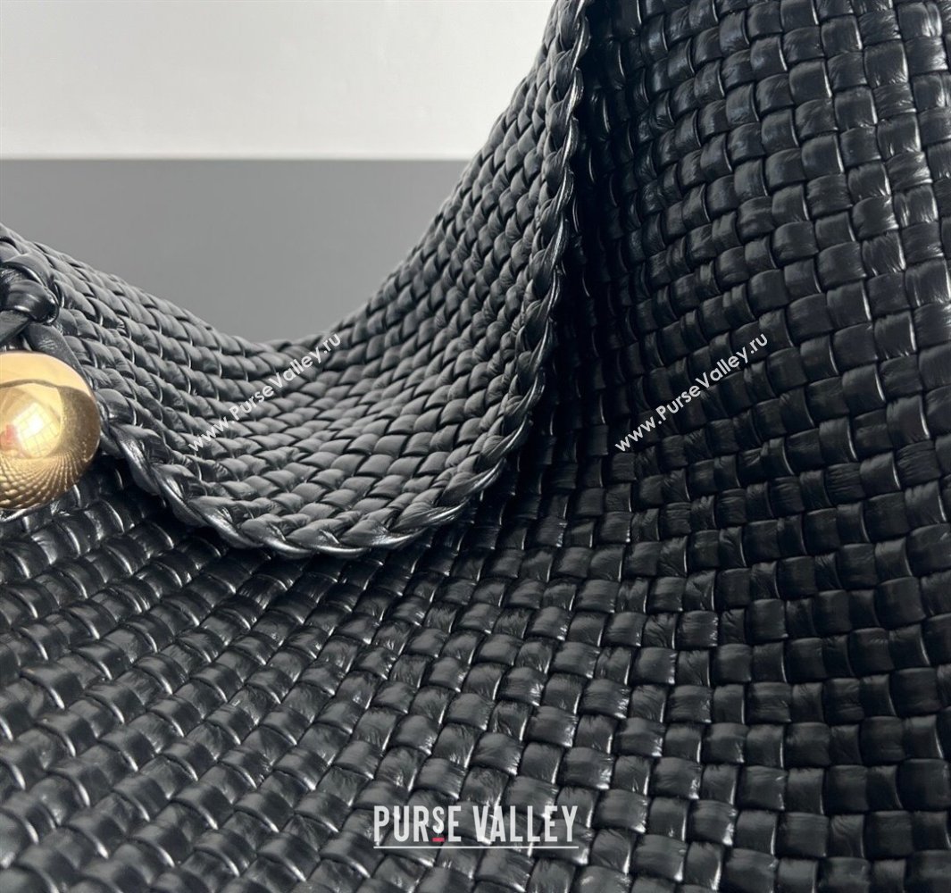 Bottega Veneta Tosca Hop Hobo Bag in Intrecciato Leather Black 2025 70979 (WT-250519020)