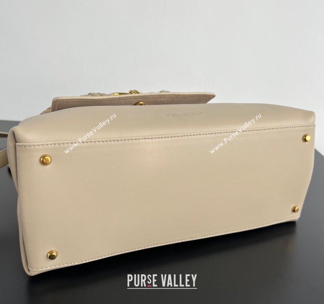 Bottega Veneta Medium Ciao Ciao Top Handle Bag in Calf Leather Ecru Beige 2025 817231 (WT-250519023)
