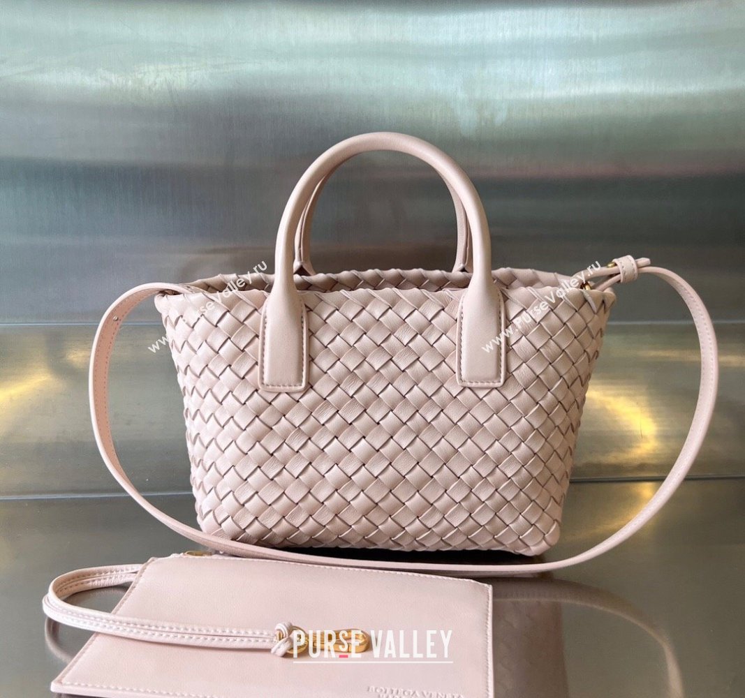 Bottega Veneta Mini Cabat Tote Bag in Intreccio Leather Lutos Pink 2025 709464 (WT-250519102)