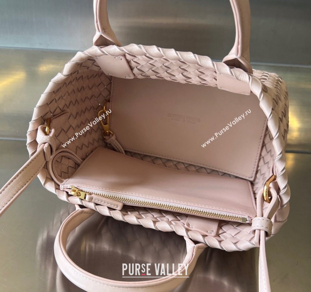 Bottega Veneta Mini Cabat Tote Bag in Intreccio Leather Lutos Pink 2025 709464 (WT-250519102)