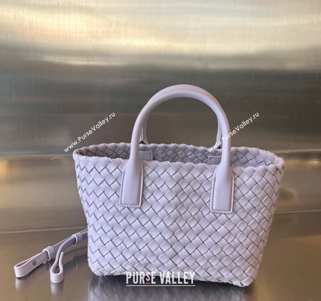 Bottega Veneta Mini Cabat Tote Bag in Intreccio Leather Oyster Purple 2025 709464 (WT-250519104)