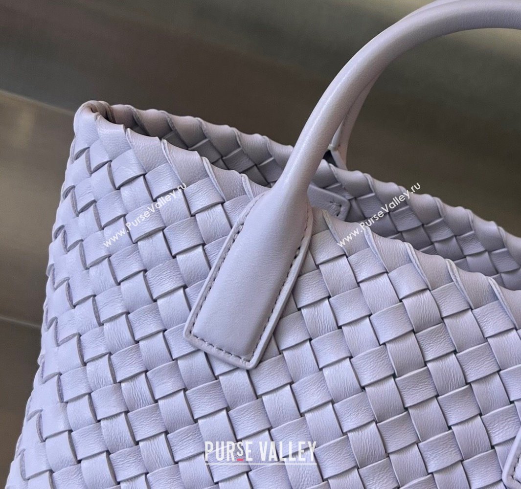 Bottega Veneta Mini Cabat Tote Bag in Intreccio Leather Oyster Purple 2025 709464 (WT-250519104)