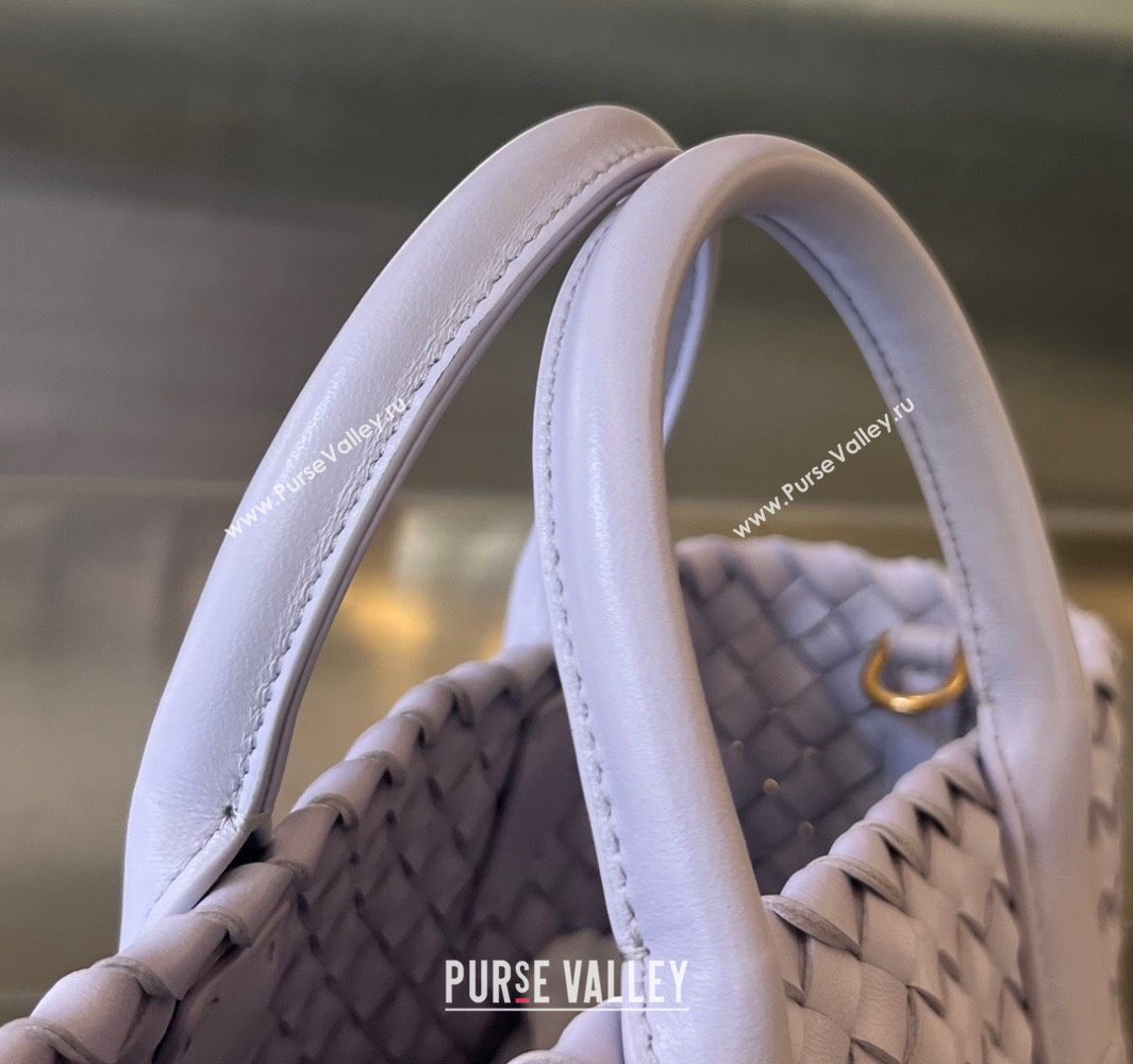 Bottega Veneta Mini Cabat Tote Bag in Intreccio Leather Oyster Purple 2025 709464 (WT-250519104)