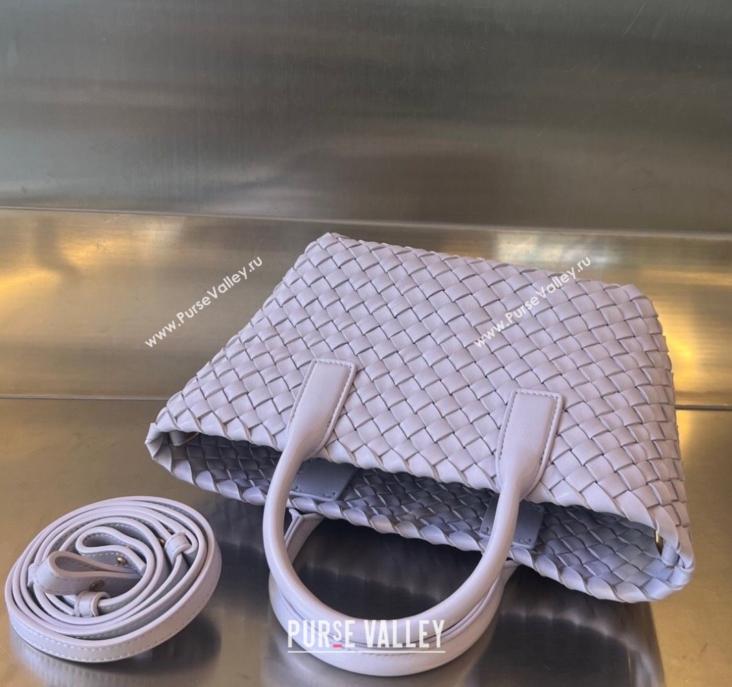 Bottega Veneta Mini Cabat Tote Bag in Intreccio Leather Oyster Purple 2025 709464 (WT-250519104)
