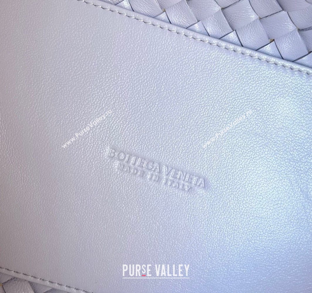 Bottega Veneta Mini Cabat Tote Bag in Intreccio Leather Oyster Purple 2025 709464 (WT-250519104)