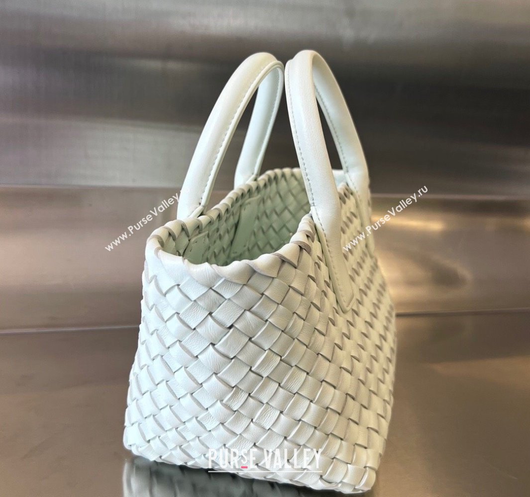 Bottega Veneta Mini Cabat Tote Bag in Intreccio Leather Glacier Blue 2025 709464 (WT-250519105)