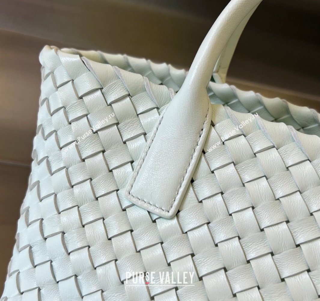 Bottega Veneta Mini Cabat Tote Bag in Intreccio Leather Glacier Blue 2025 709464 (WT-250519105)
