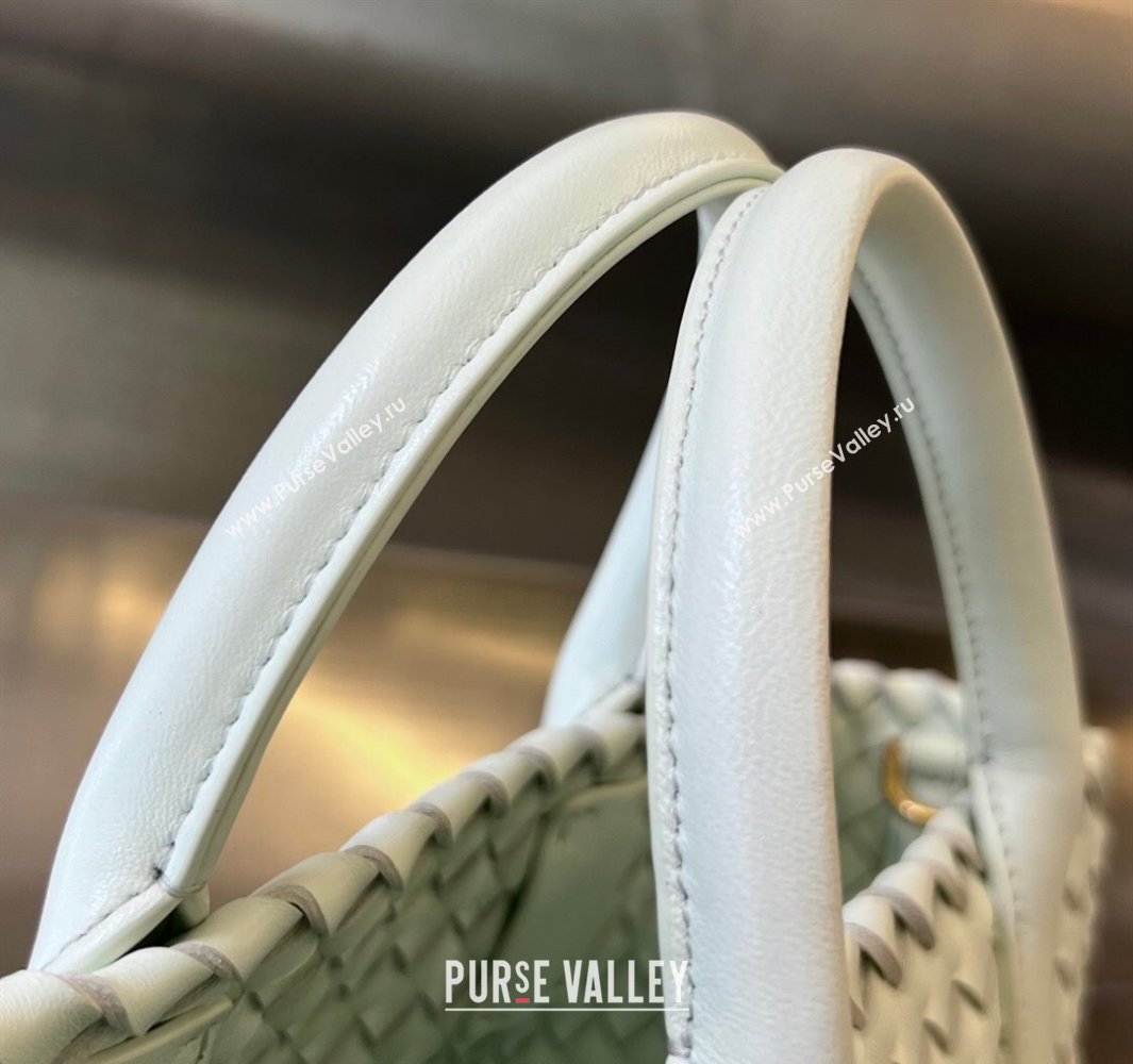 Bottega Veneta Mini Cabat Tote Bag in Intreccio Leather Glacier Blue 2025 709464 (WT-250519105)