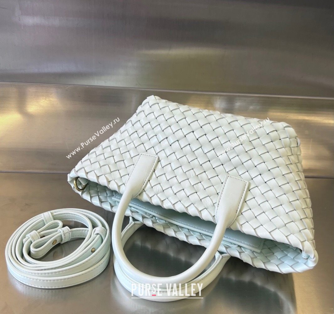Bottega Veneta Mini Cabat Tote Bag in Intreccio Leather Glacier Blue 2025 709464 (WT-250519105)