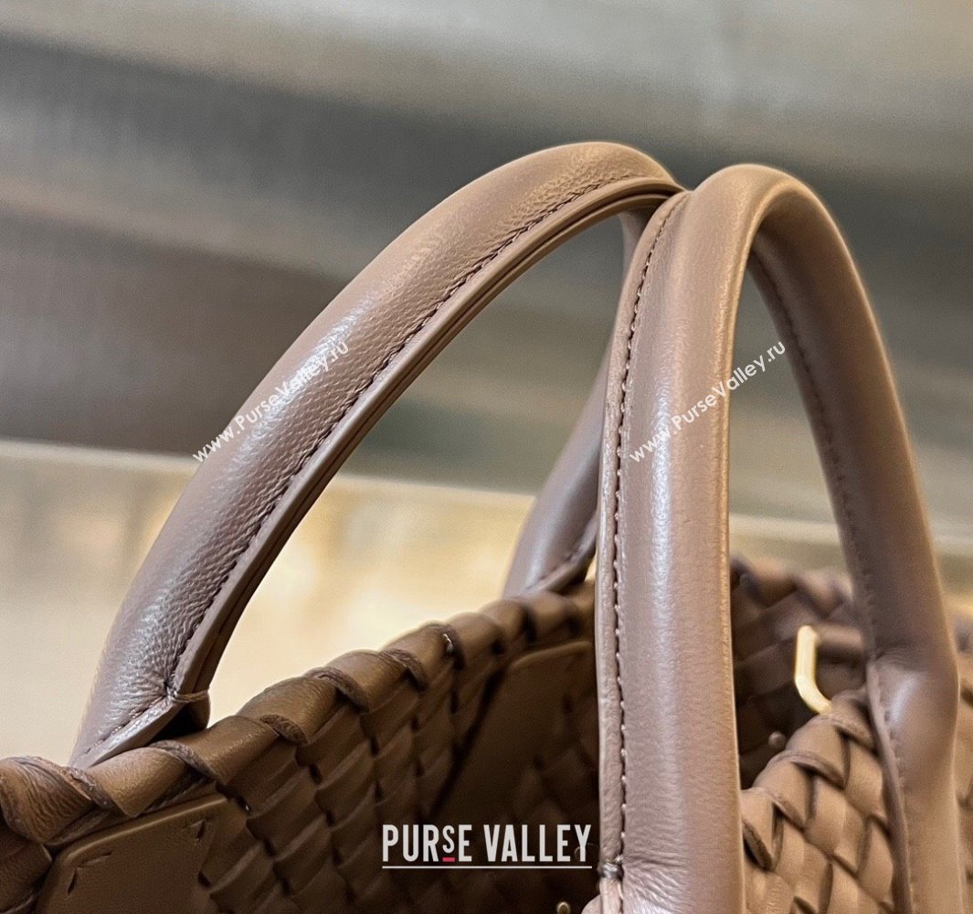Bottega Veneta Mini Cabat Tote Bag in Intreccio Leather Khaki 2025 709464 (WT-250519106)