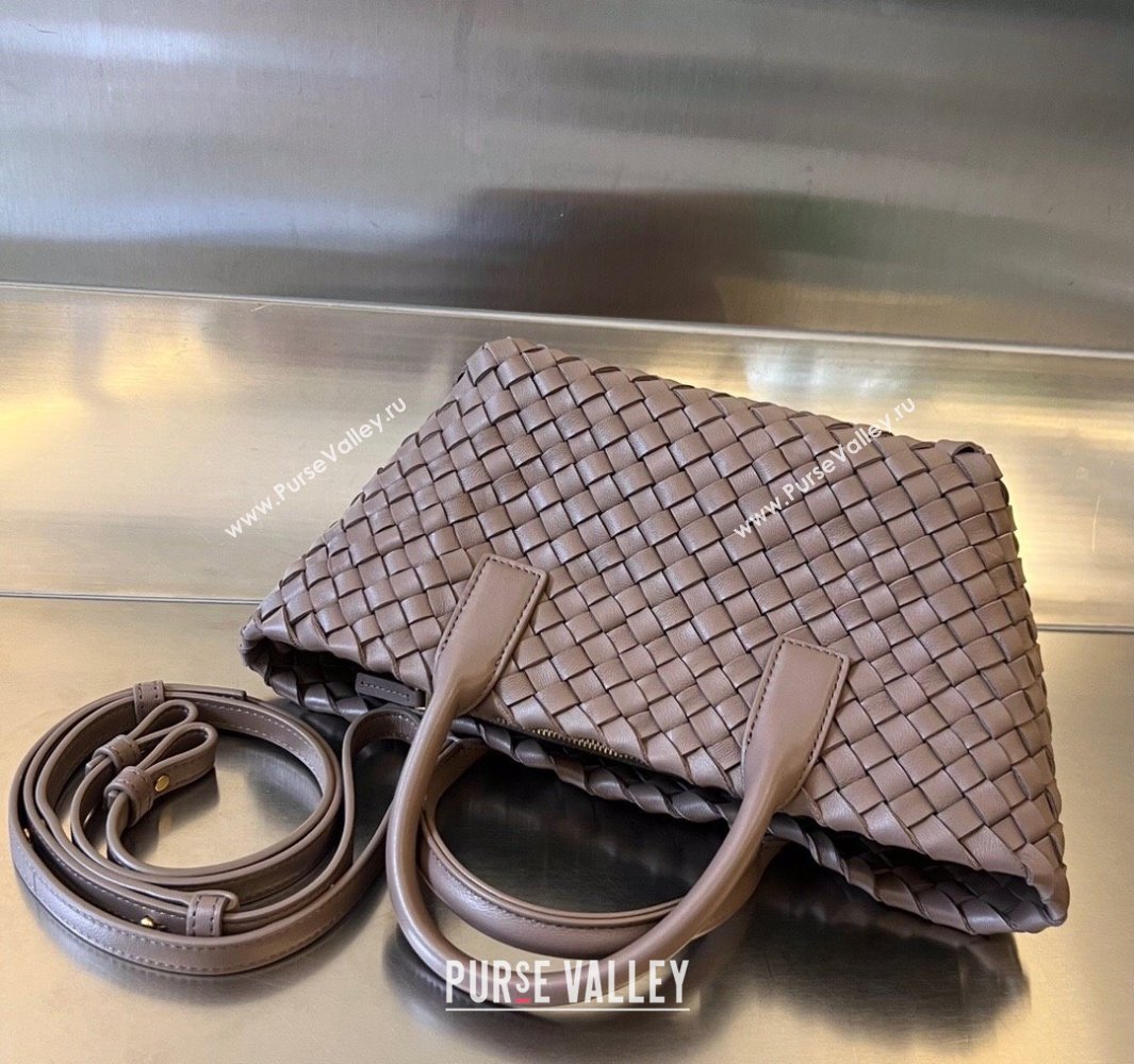 Bottega Veneta Mini Cabat Tote Bag in Intreccio Leather Khaki 2025 709464 (WT-250519106)