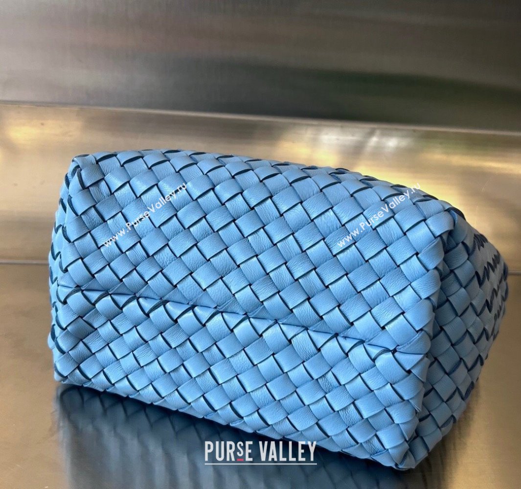 Bottega Veneta Mini Cabat Tote Bag in Intreccio Leather Storm Blue 2025 709464 (WT-250519107)