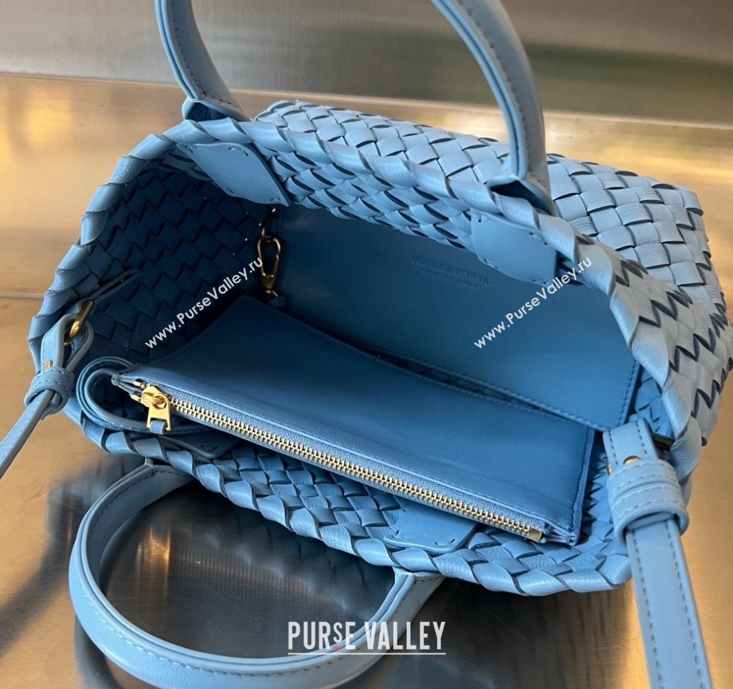Bottega Veneta Mini Cabat Tote Bag in Intreccio Leather Storm Blue 2025 709464 (WT-250519107)