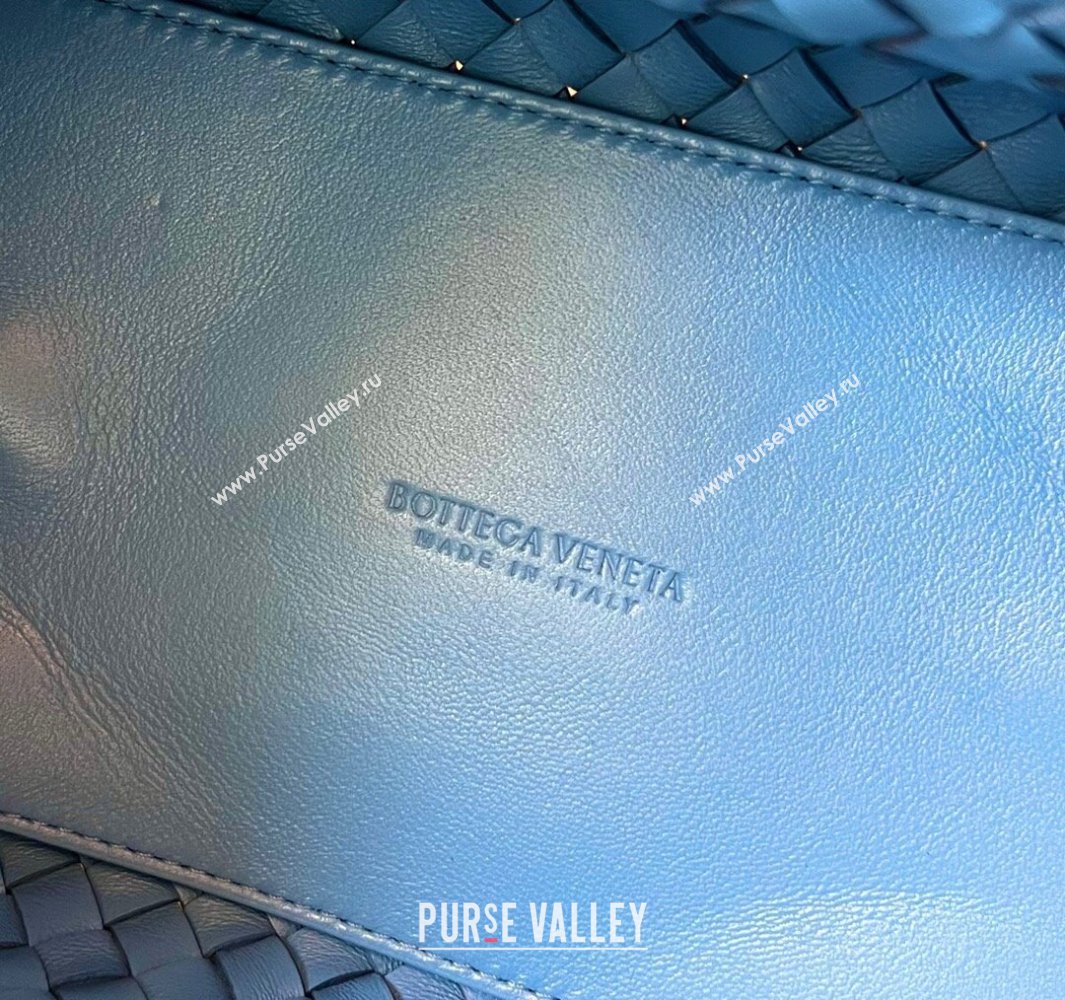 Bottega Veneta Mini Cabat Tote Bag in Intreccio Leather Storm Blue 2025 709464 (WT-250519107)
