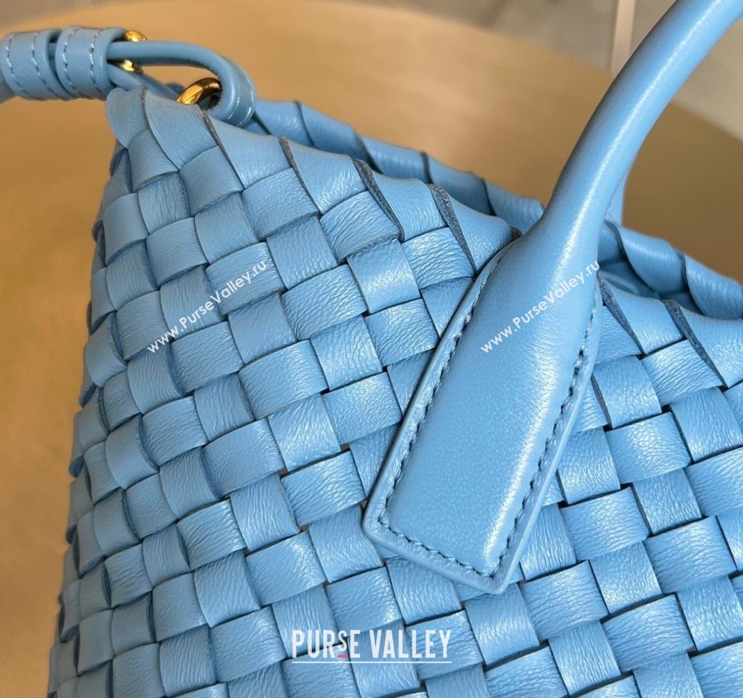 Bottega Veneta Mini Cabat Tote Bag in Intreccio Leather Storm Blue 2025 709464 (WT-250519107)